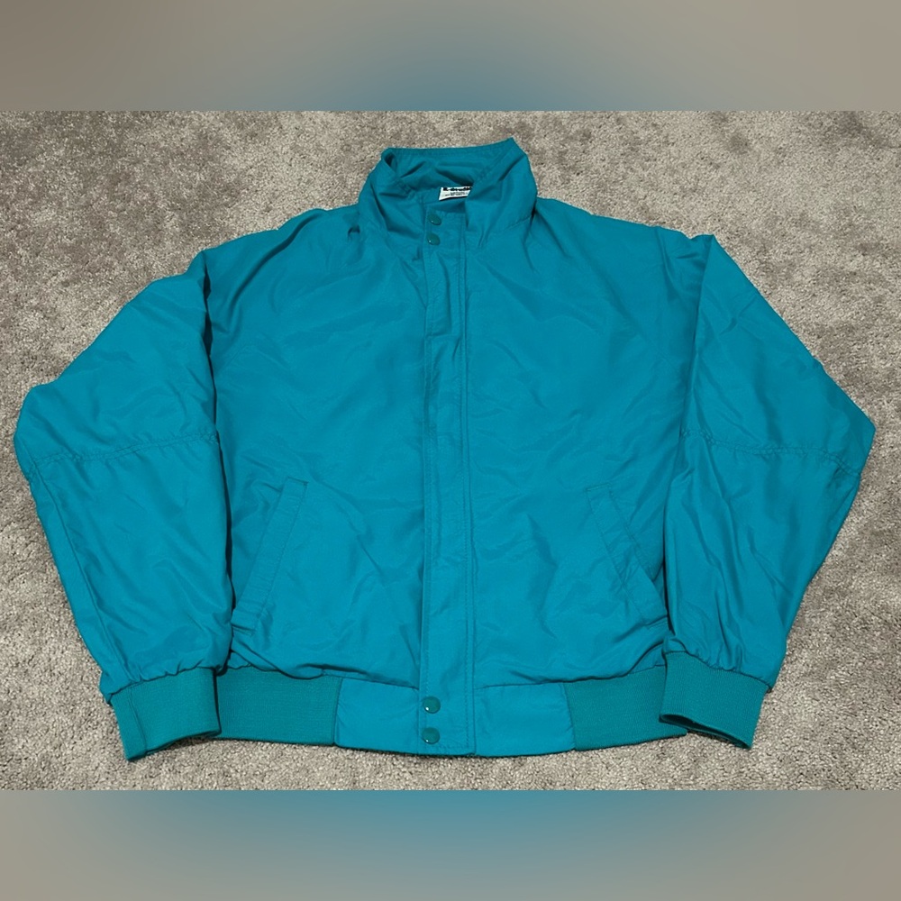Vintage 80’s K-Studio Teal Bomber Jacket Nylon Windbreaker Men’s Size Medium